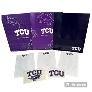 TCU Set of 3 Folders, 3 Notepads and 2 Decals -Texas Christian University Spirit